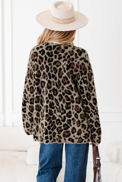 Brown Leopard Casual Cardigan Dear-Lover Dropshipping