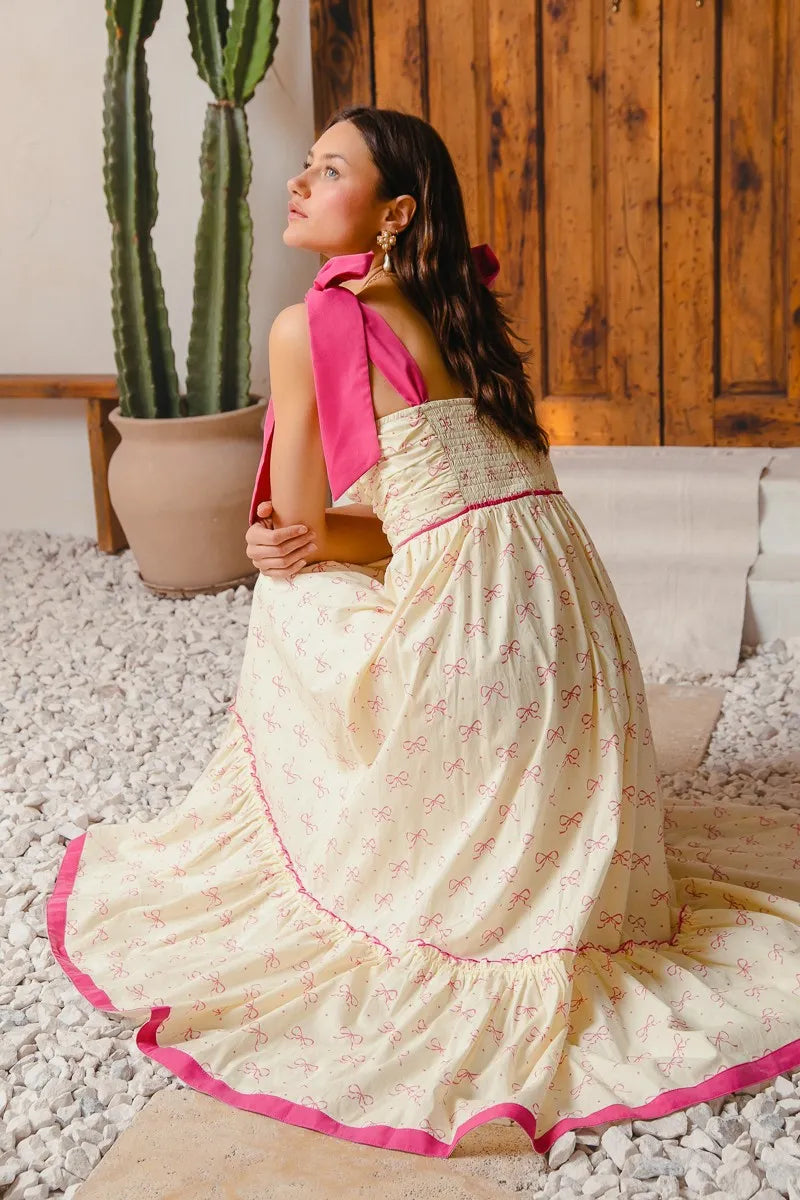 SO ME Ribbon Flowy Maxi Dress with Contrast Trim My Pampered Life Seattle