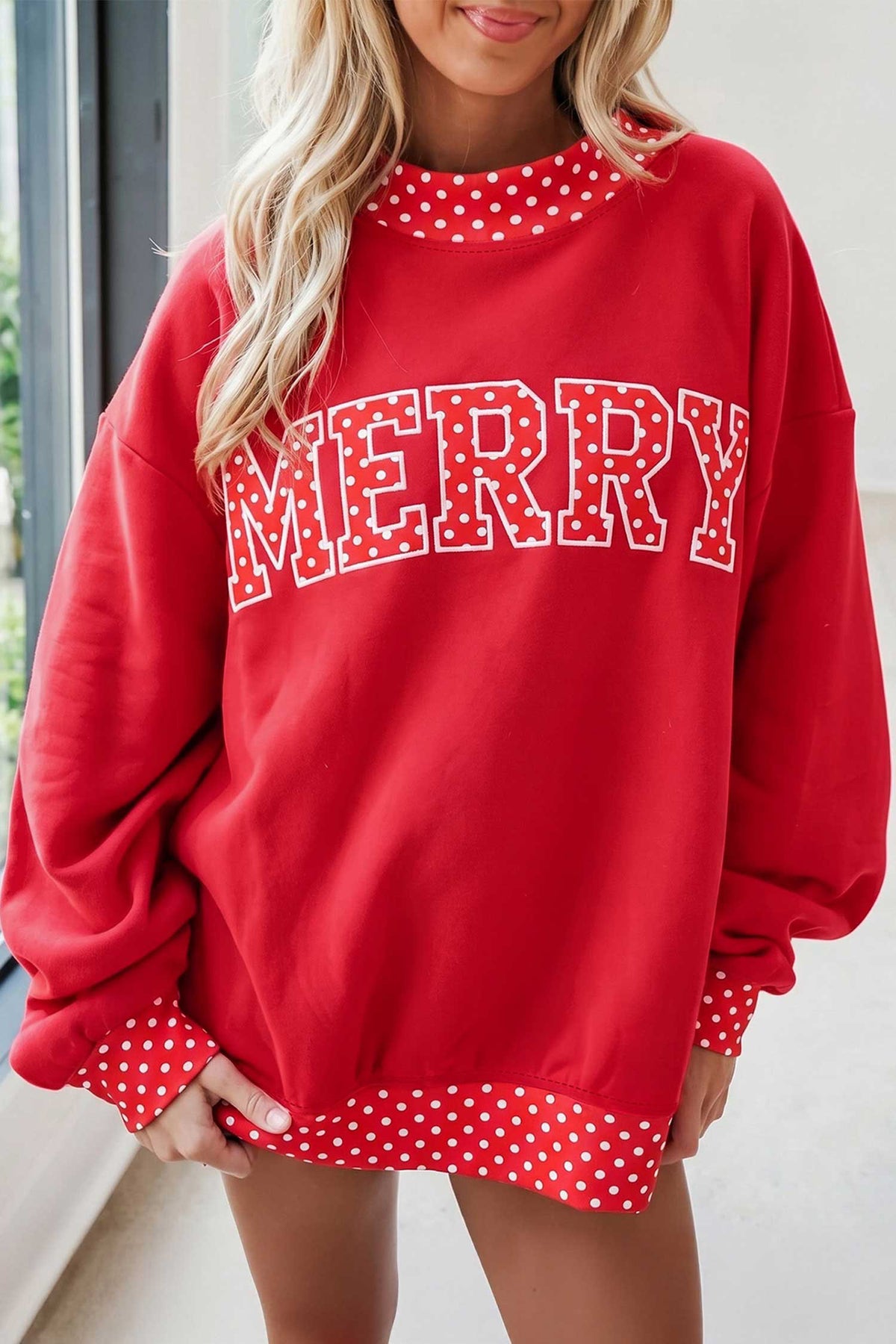 Polka Dot BOO Mock Neck Sweatshirt