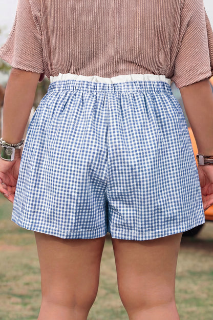 Plus Size Contrast Trim Plaid Print Shorts