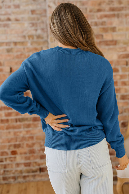 Howdy Embroidered Sweater - Dusk Blue Dear-Lover Dropshipping