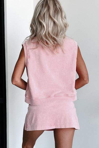 Mineral Wash Cotton Tank Top Lined Split Skirt 2 piece Set Daisie Boutique