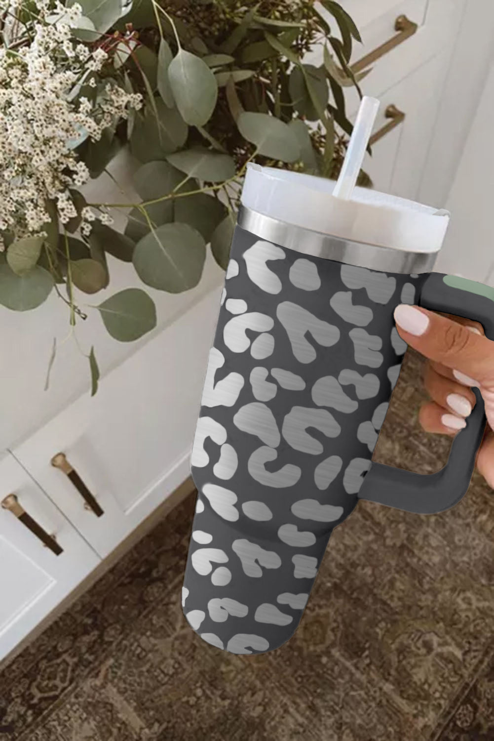 Leopard Print 40OZ Stainless Steel Portable Cup with Handle Daisie Boutique