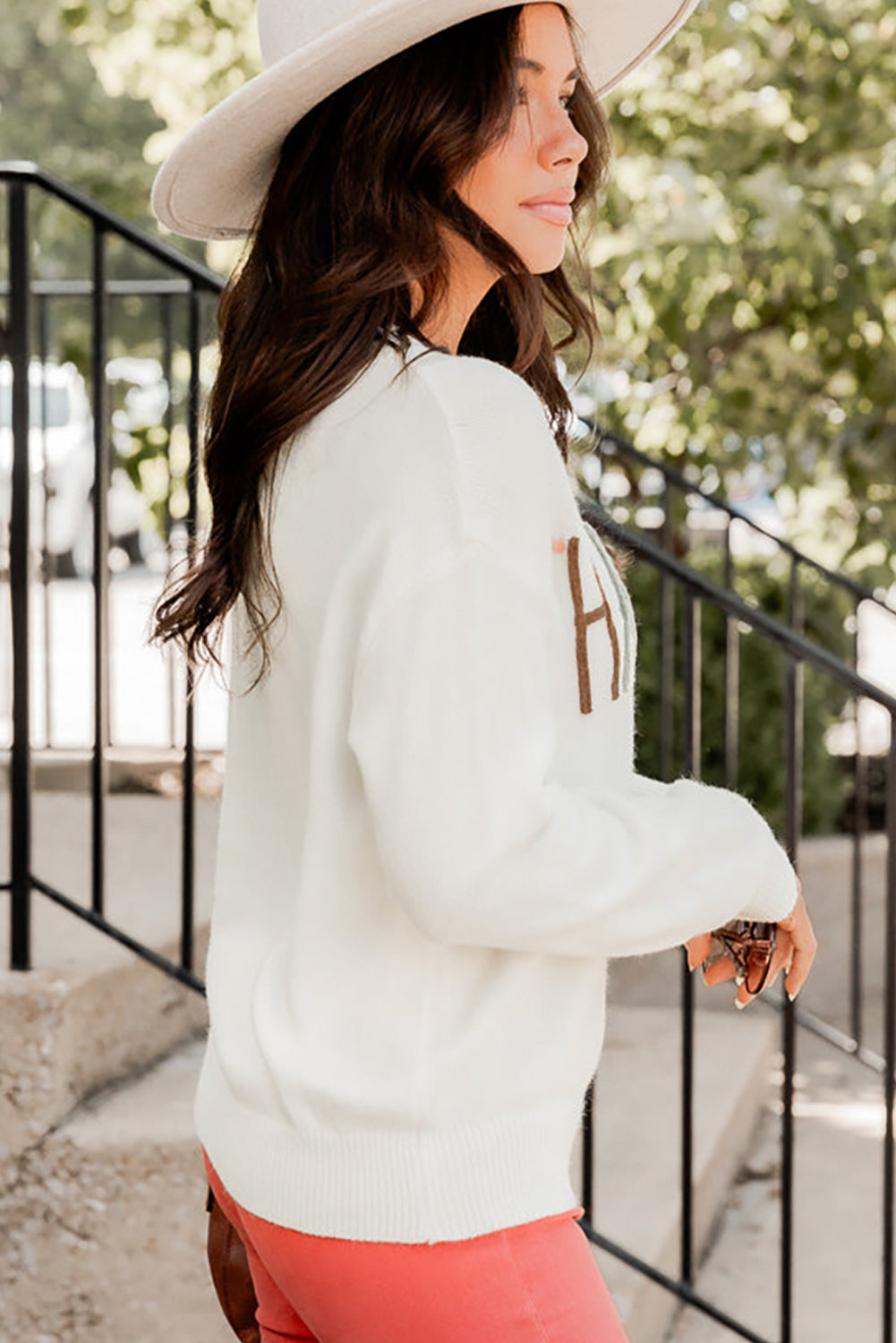 White Thankful Ivory Embroidered Sweater Daisie Boutique