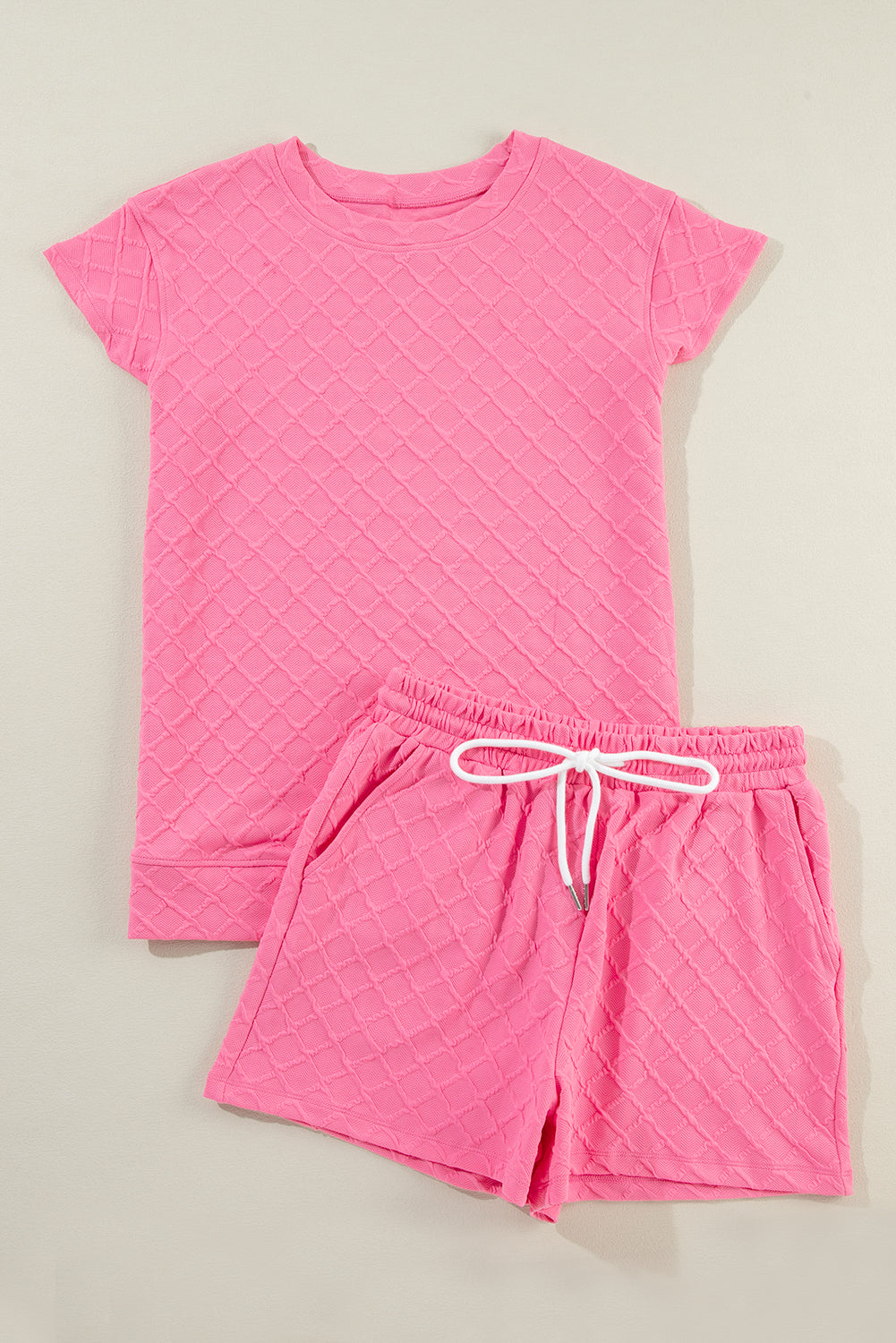 Textured Tee and Drawstring Shorts - Spring Colors