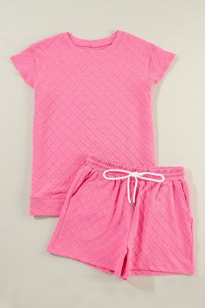 Textured Tee and Drawstring Shorts - Spring Colors