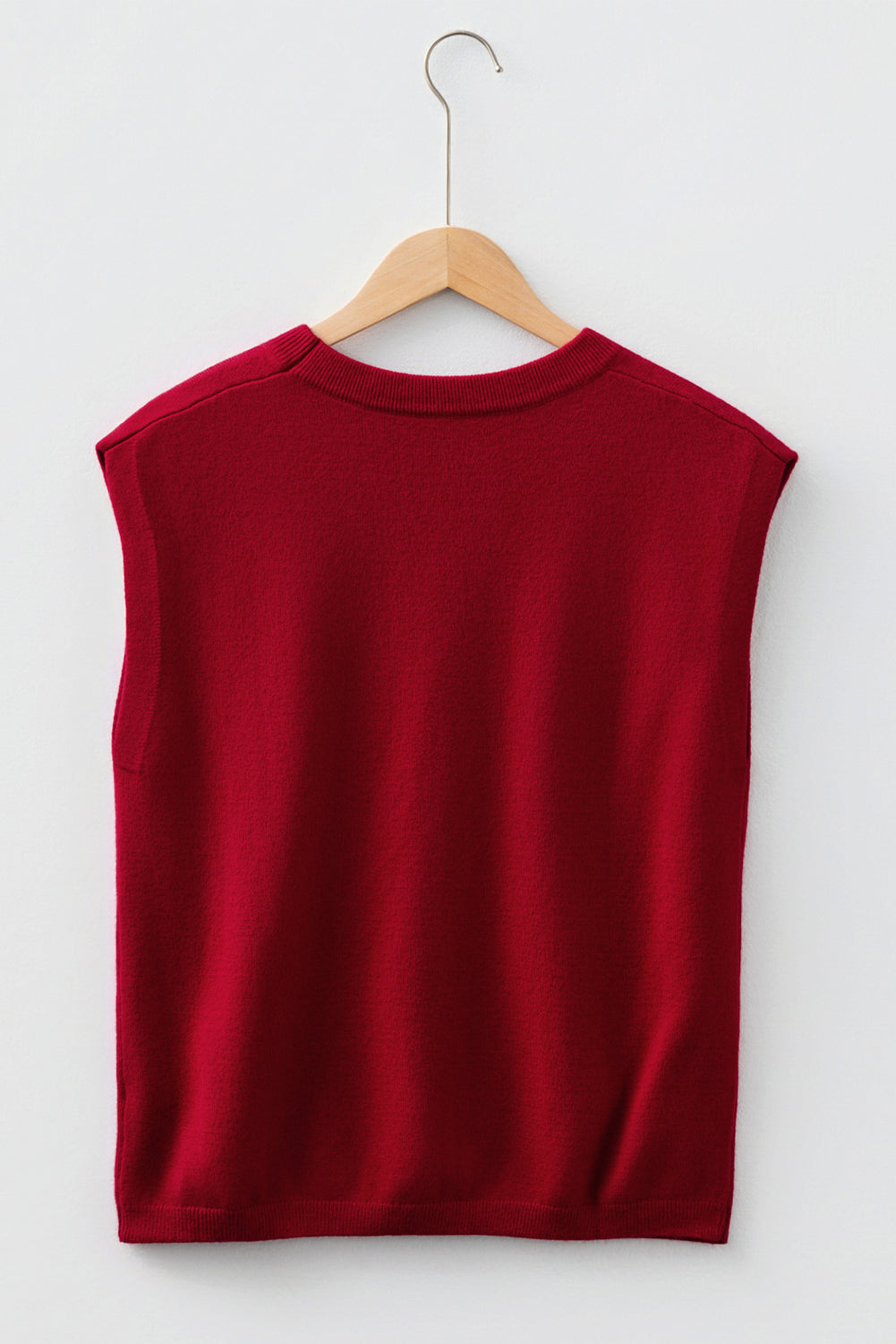 Crew Neck Knit Sweater - Red Dear-Lover Dropshipping