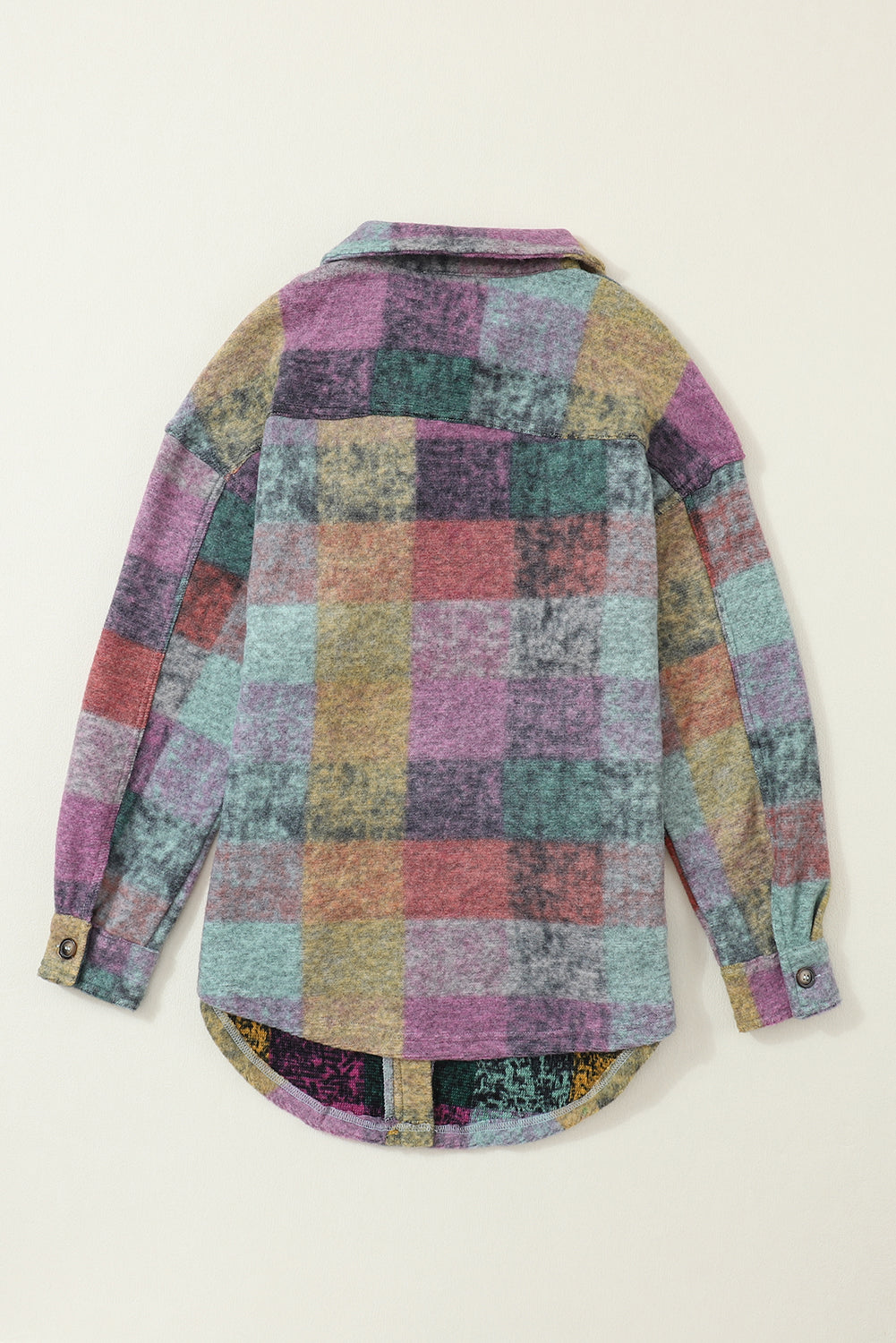 Multicolor Brushed Plaid Pocketed Oversize Shacket Daisie Boutique