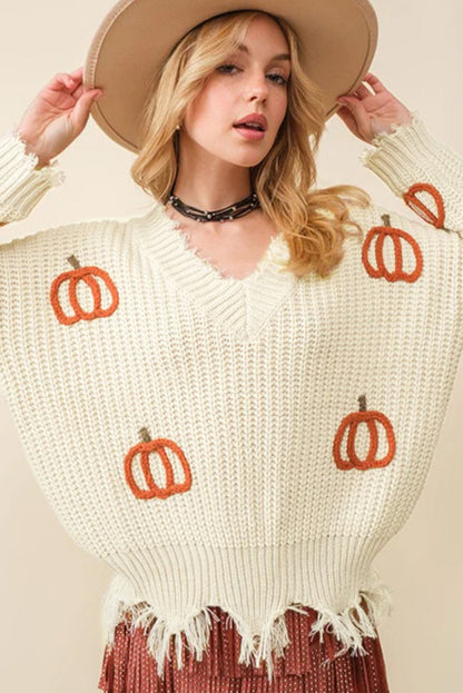 Cable Knit Pumpkin Loose Sweater Daisie Boutique