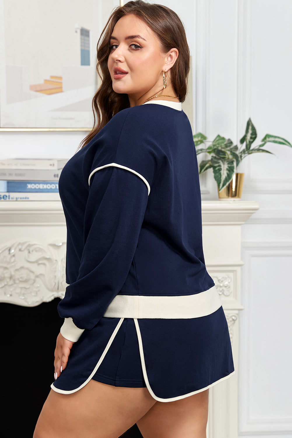 Plus Color Block Top and Lace-up Skirt Outfit Dear-Lover Dropshipping