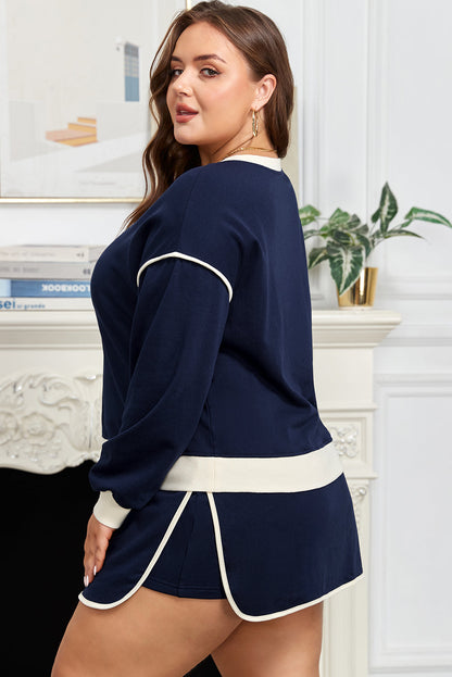 Plus Color Block Top and Lace-up Skirt Outfit Dear-Lover Dropshipping