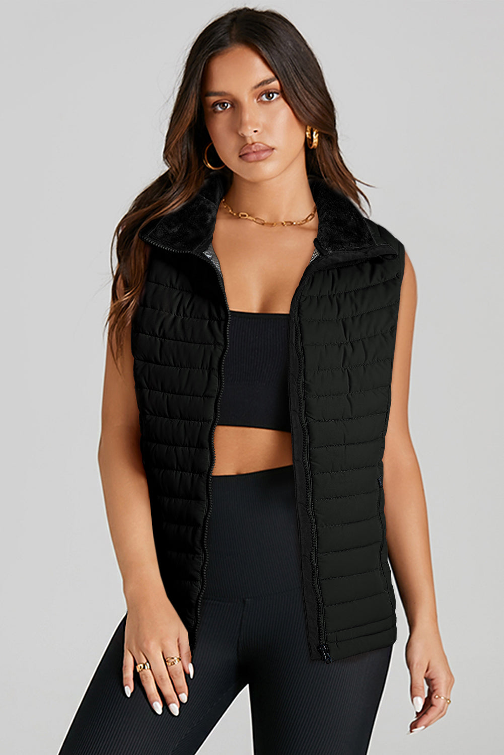 Plush Quilted Puffer Vest Daisie Boutique