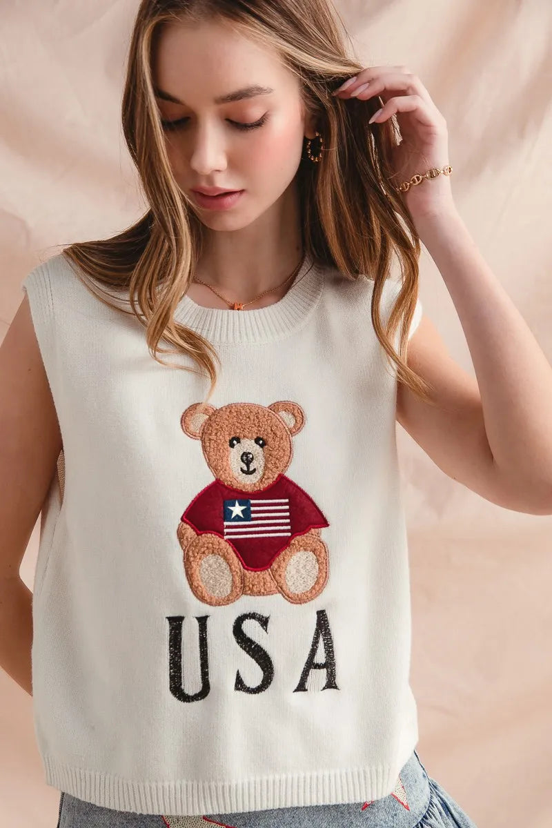SO ME Teddy Bear Wearing An American Flag With Usa Embroidered Sweater Vest My Pampered Life Seattle