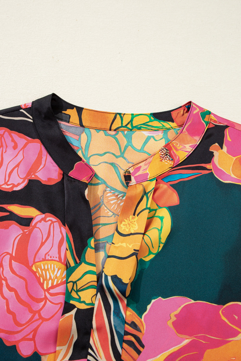 Floral Print Smocked Cuffs Puff Sleeve V Neck Blouse Dear-Lover Dropshipping