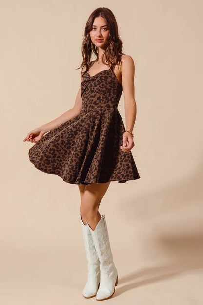 SO ME Mineral Washed Leopard Flare Cami Dress My Pampered Life Seattle