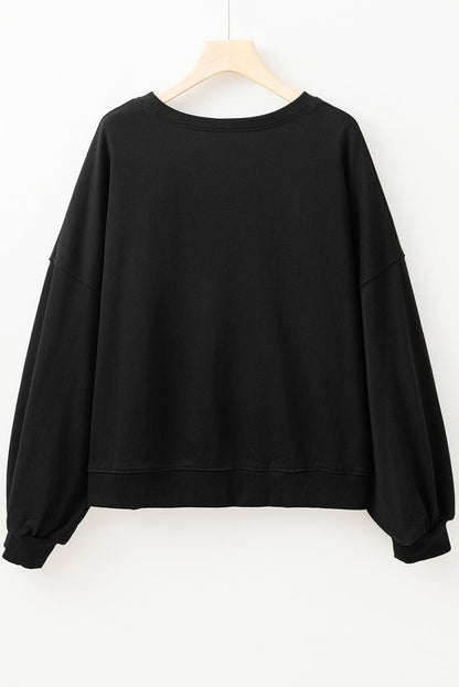 TOUCH DOWN Football Graphic Pullover Sweatshirt - Black Daisie Boutique