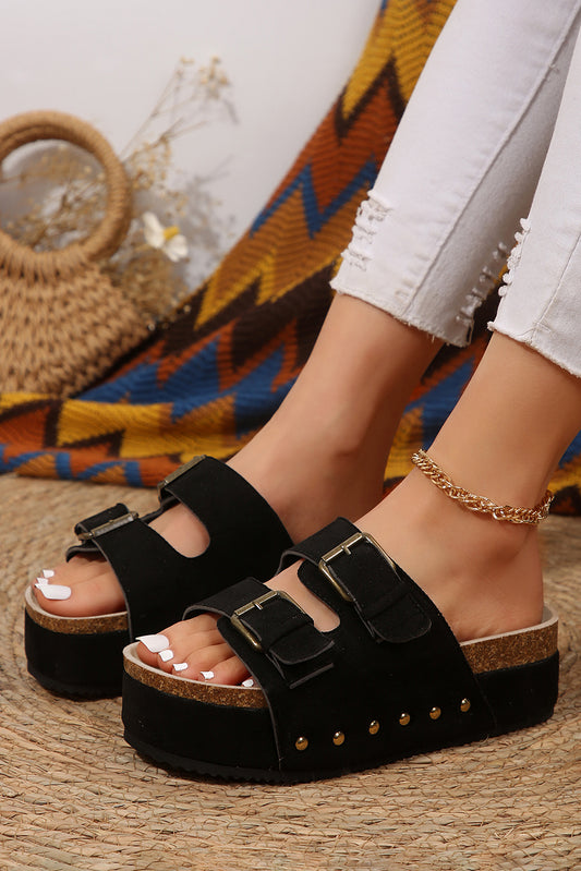 Suede Buckle Sandals Daisie Boutique