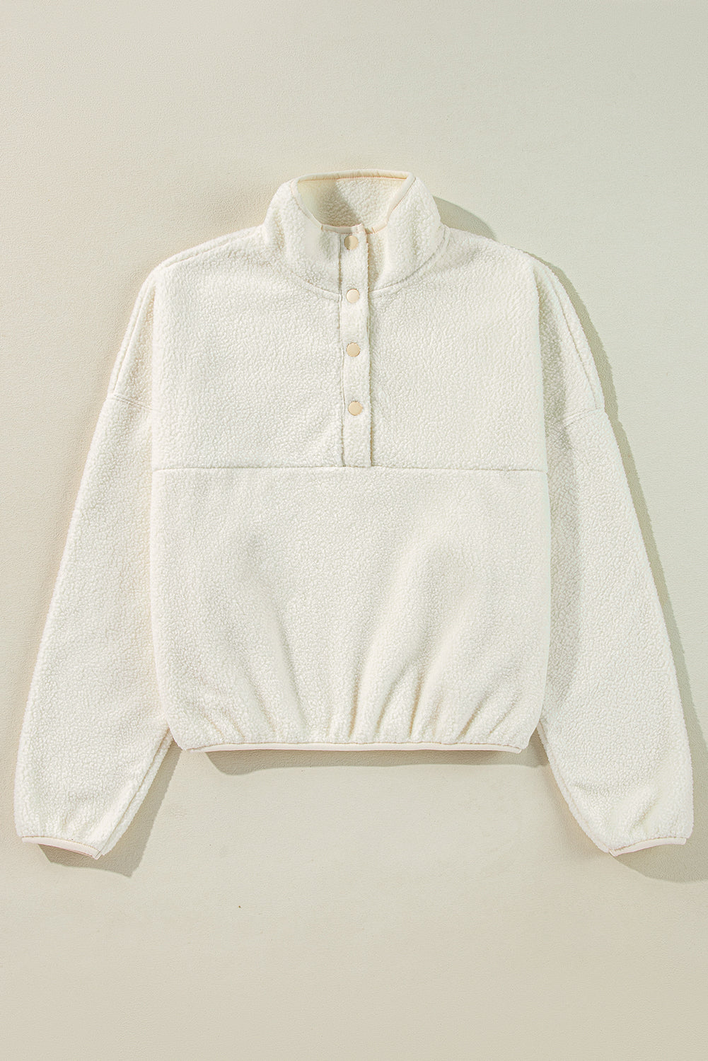 Fleece Placket Sweatshirt - White Daisie Boutique