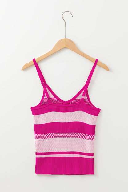 Striped Spaghetti Strap V Neck Sweater Vest Daisie Boutique