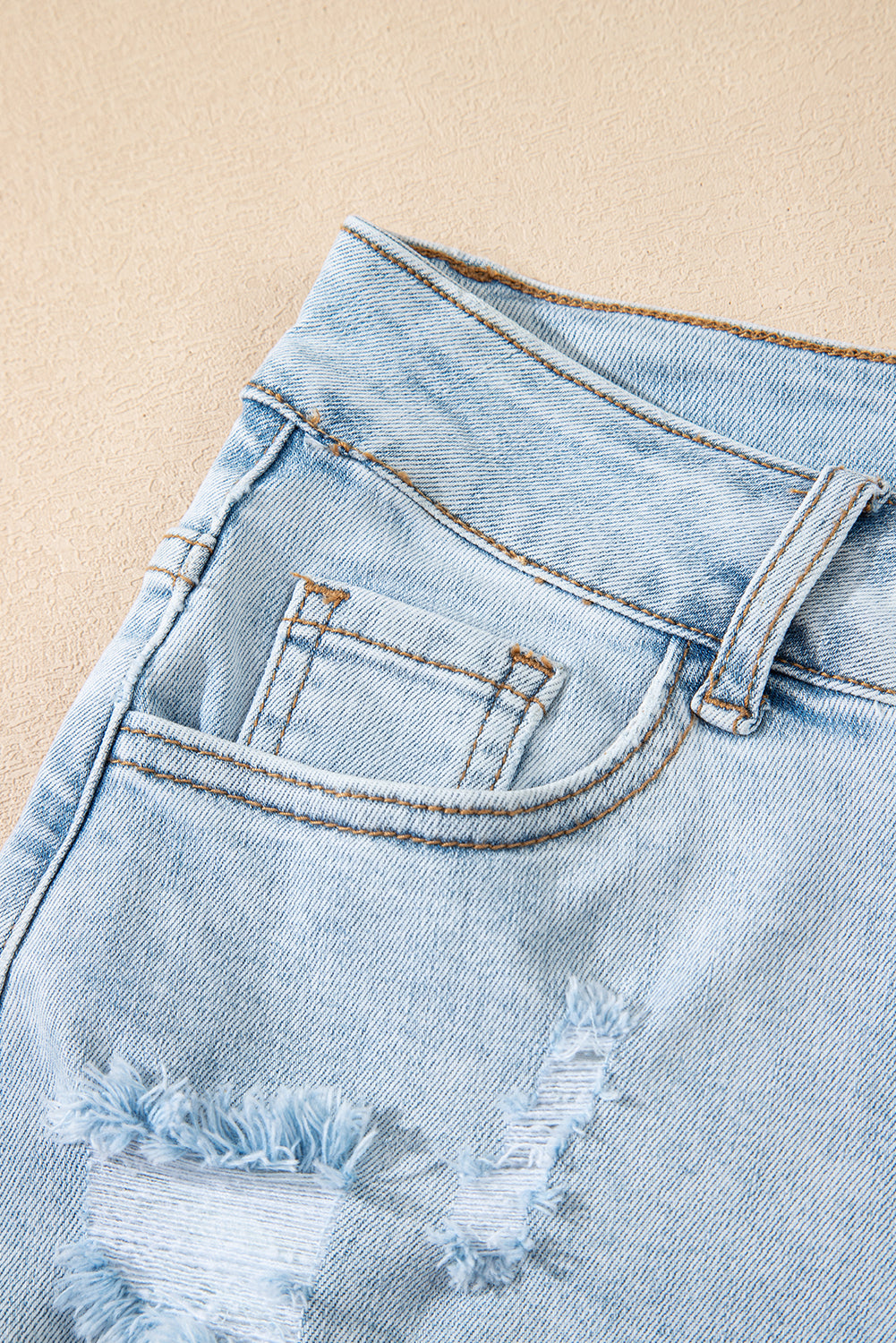 Blue High Rise Distressed Raw Hem Denim Shorts Dear-Lover Dropshipping