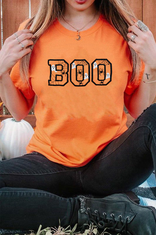 BOO Halloween Ghost Spider Embroidered Graphic Tee Dear-Lover Dropshipping
