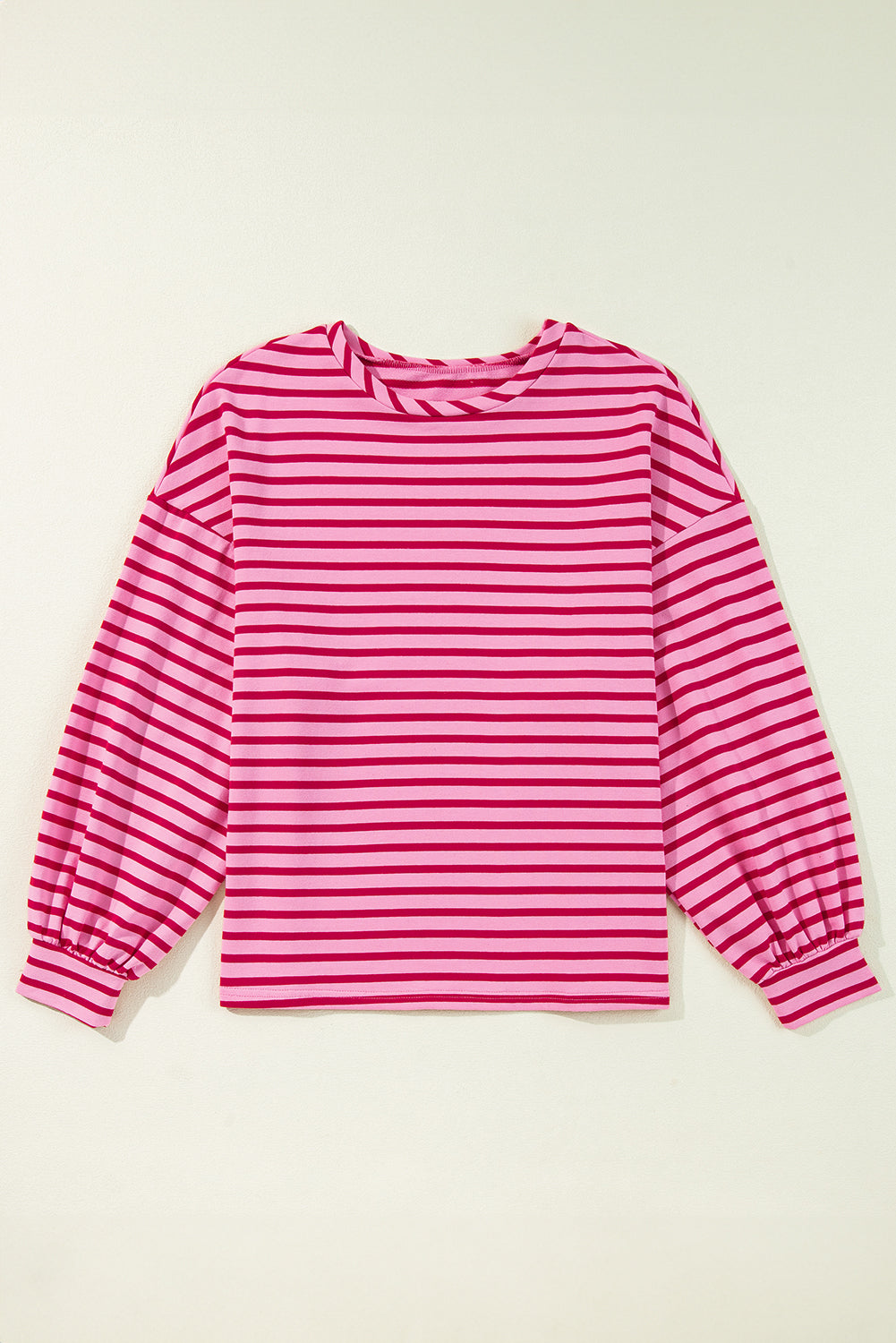 Sachet Pink Striped Print Crew Neck Drop Shoulder Sweatshirt Daisie Boutique