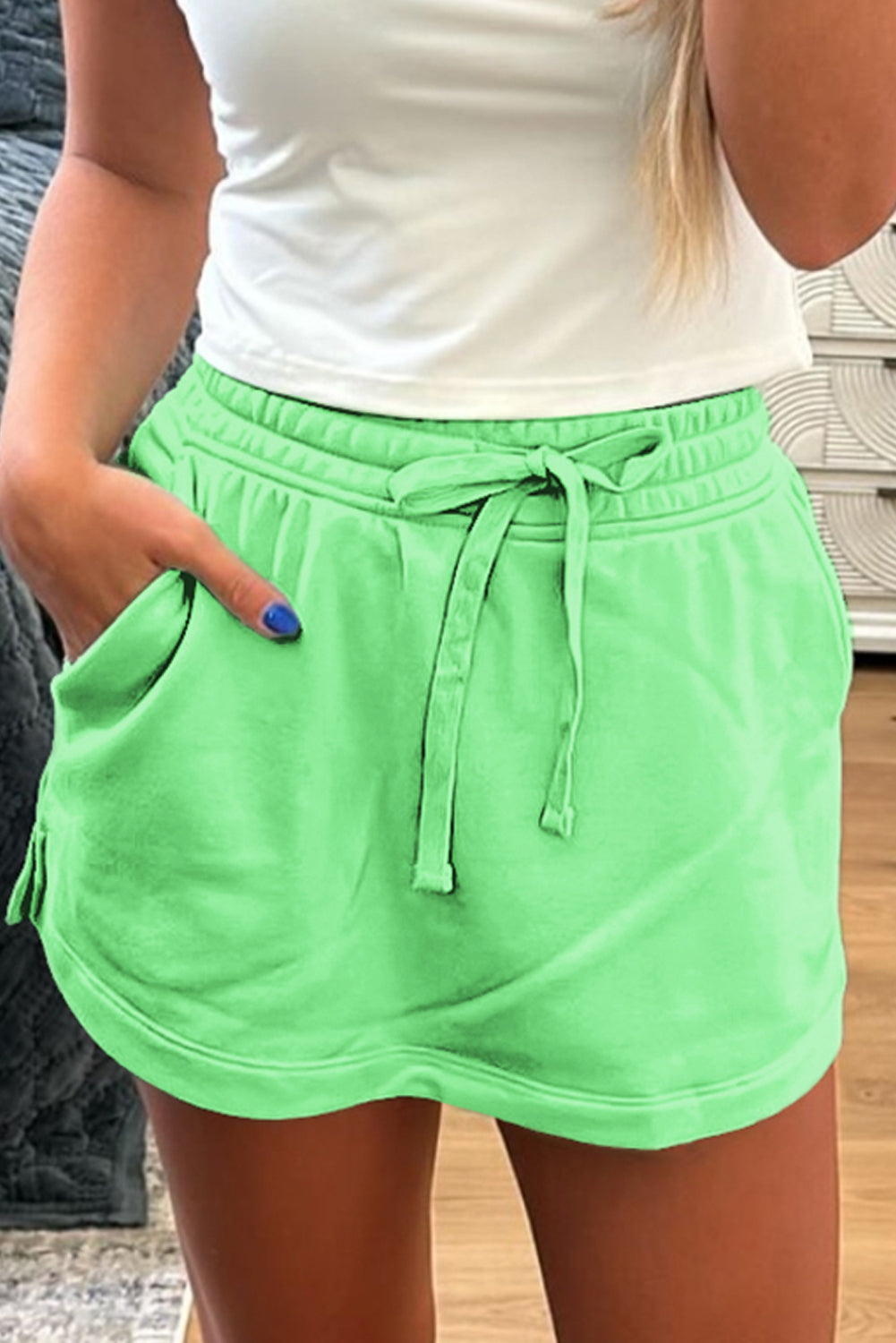 French Terry Drawstring Mini Skort with Pockets Daisie Boutique