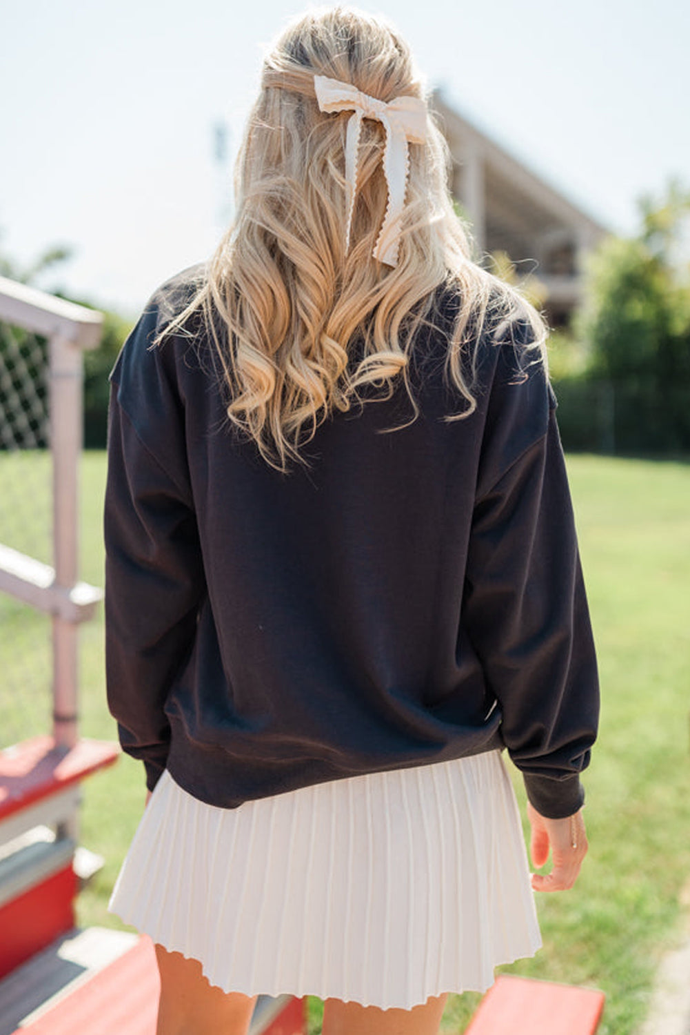Chenille Game Day Graphic Sweatshirt - Black Dear-Lover Dropshipping