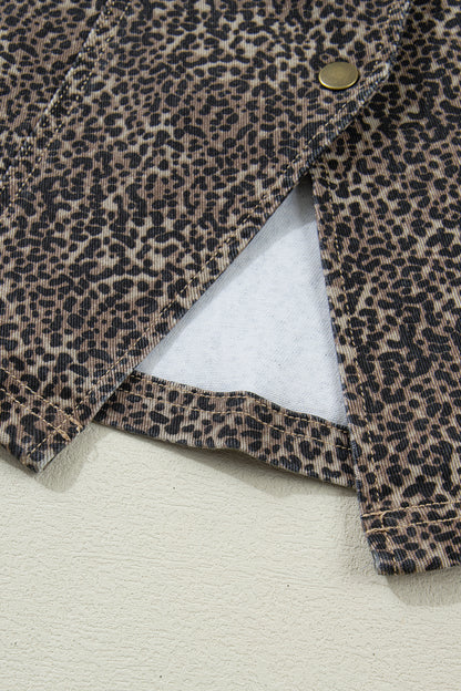 Brown Leopard Print Denim Vest