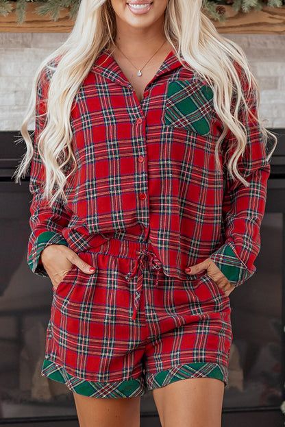 Plaid Holiday Long Sleeve and Short Pajama Set Dear-Lover Dropshipping