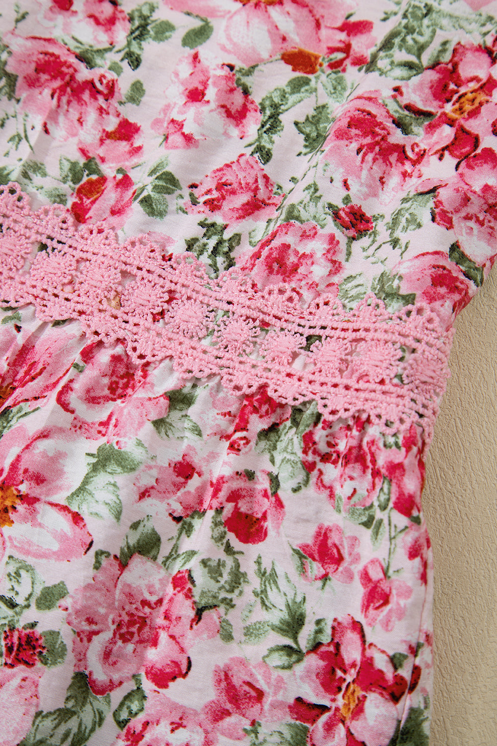 Floral Lace Tied Strap Maxi Dress - Pink Daisie Boutique