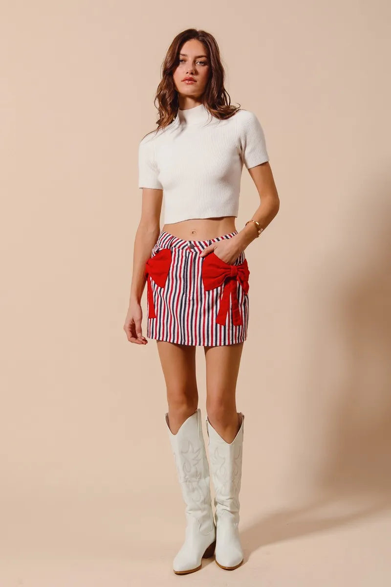 SO ME Contrast Bow Knot Pocket Fourth Of July Denim Skirt My Pampered Life Seattle