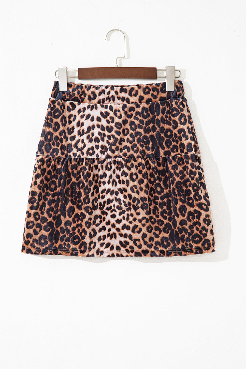 Brown Leopard Tiered Patchwork Mini Skirt Dear-Lover Dropshipping