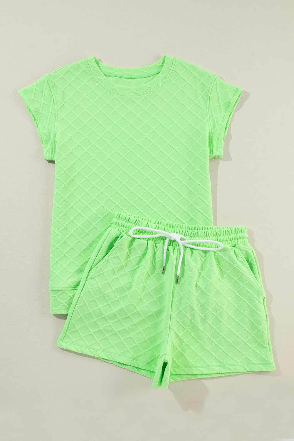 Textured Tee and Drawstring Shorts - Spring Colors
