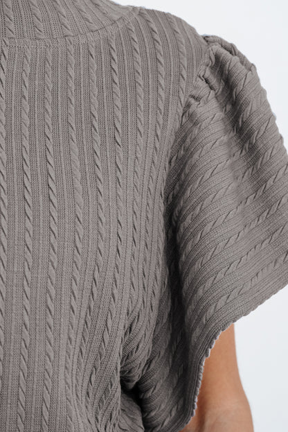 Flutter Sleeve Top - Sleet Gray Daisie Boutique