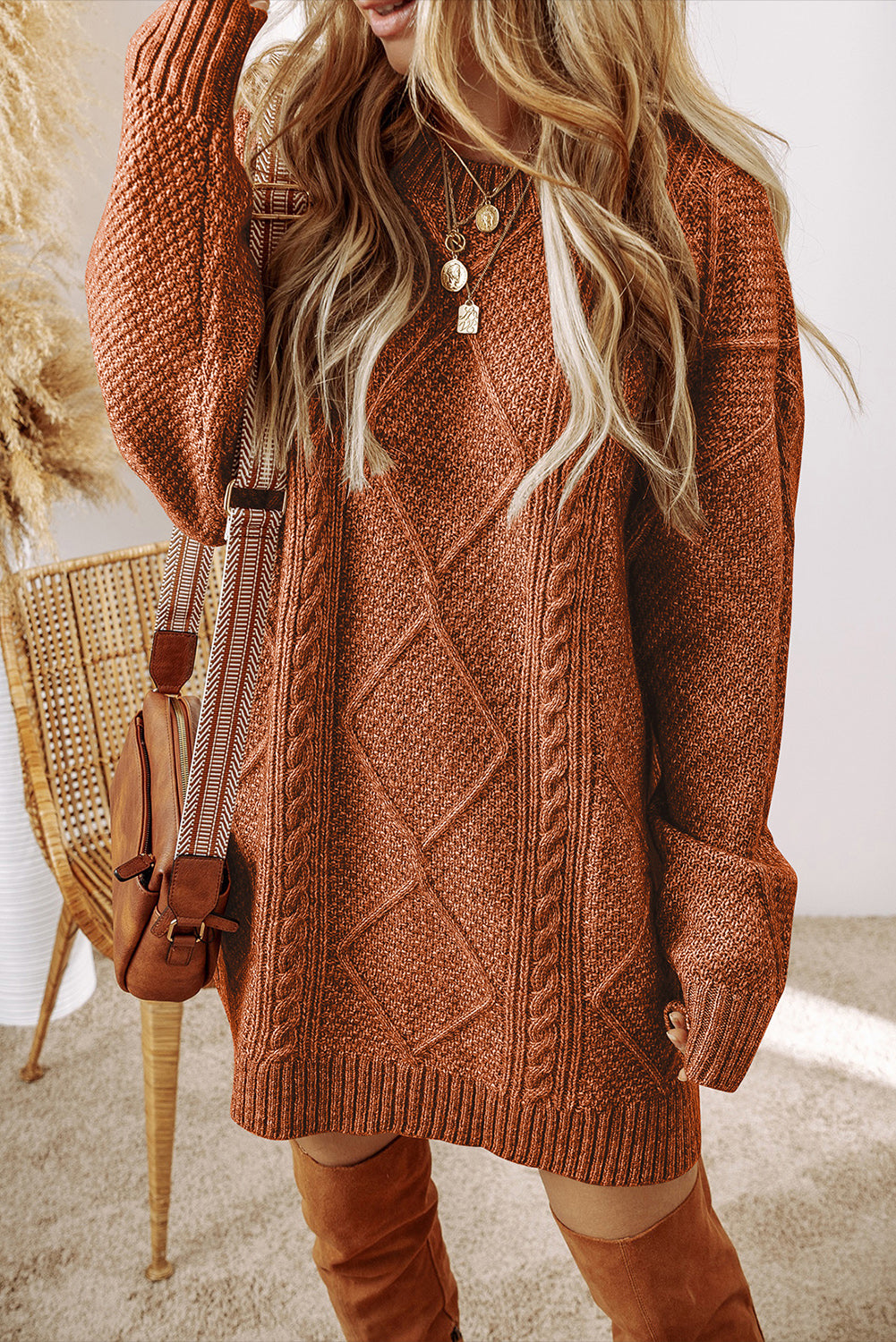 Cable Knit Sweater Dress Daisie Boutique