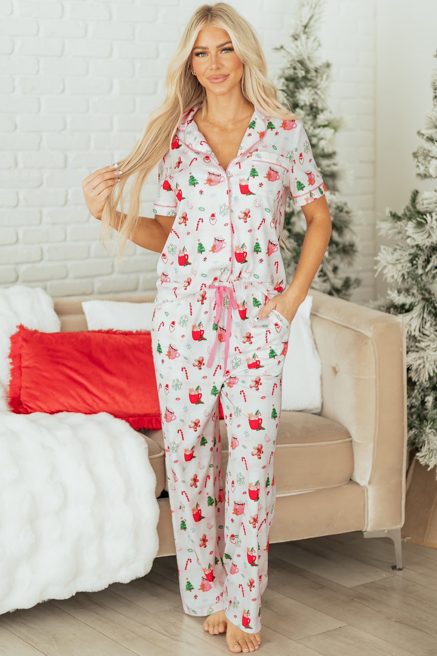 Holiday Print Short Sleeve 2pcs Pajama Set Dear-Lover Dropshipping