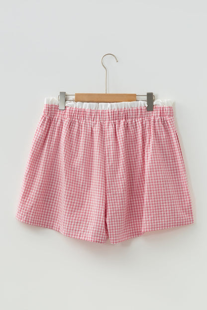 Plus Size Contrast Trim Plaid Print Shorts Dear-Lover Dropshipping