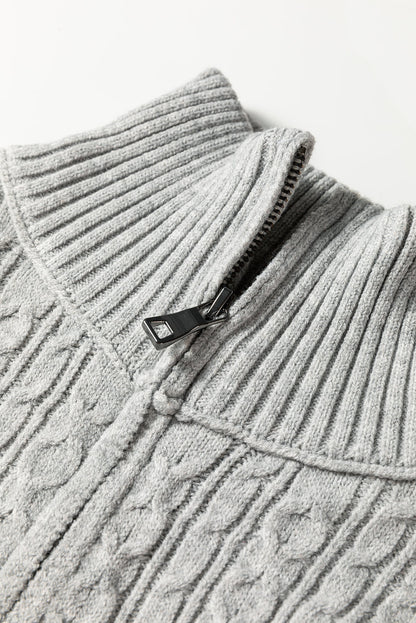 Cable Knit Quarter Zip Sweater Dress Dear-Lover Dropshipping