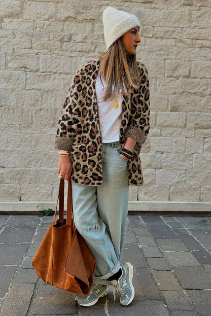 Brown Leopard Casual Cardigan Dear-Lover Dropshipping