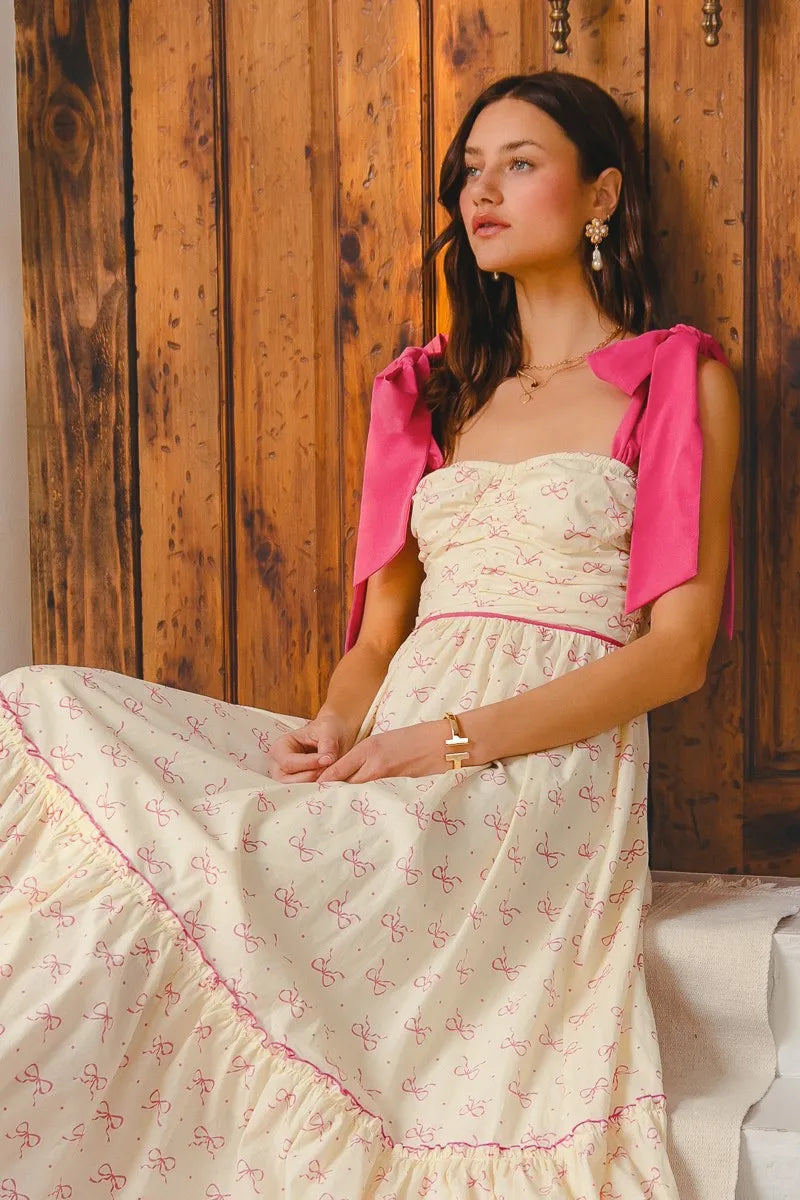 SO ME Ribbon Flowy Maxi Dress with Contrast Trim My Pampered Life Seattle