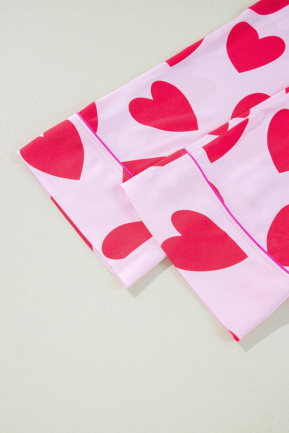 Classic Heart Valentines Short Sleeve Pajamas Set - Pink