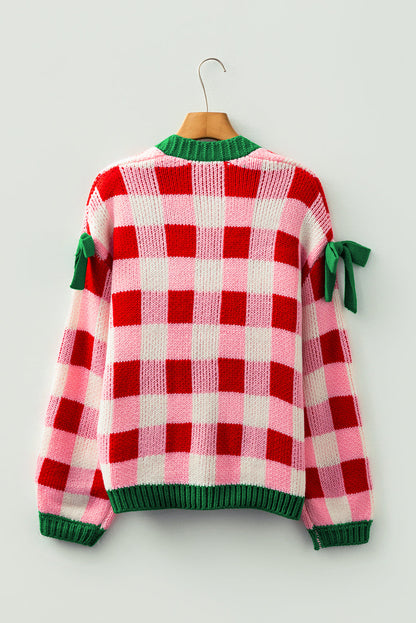 Plaid Knit Bow Cardigan Dear-Lover Dropshipping