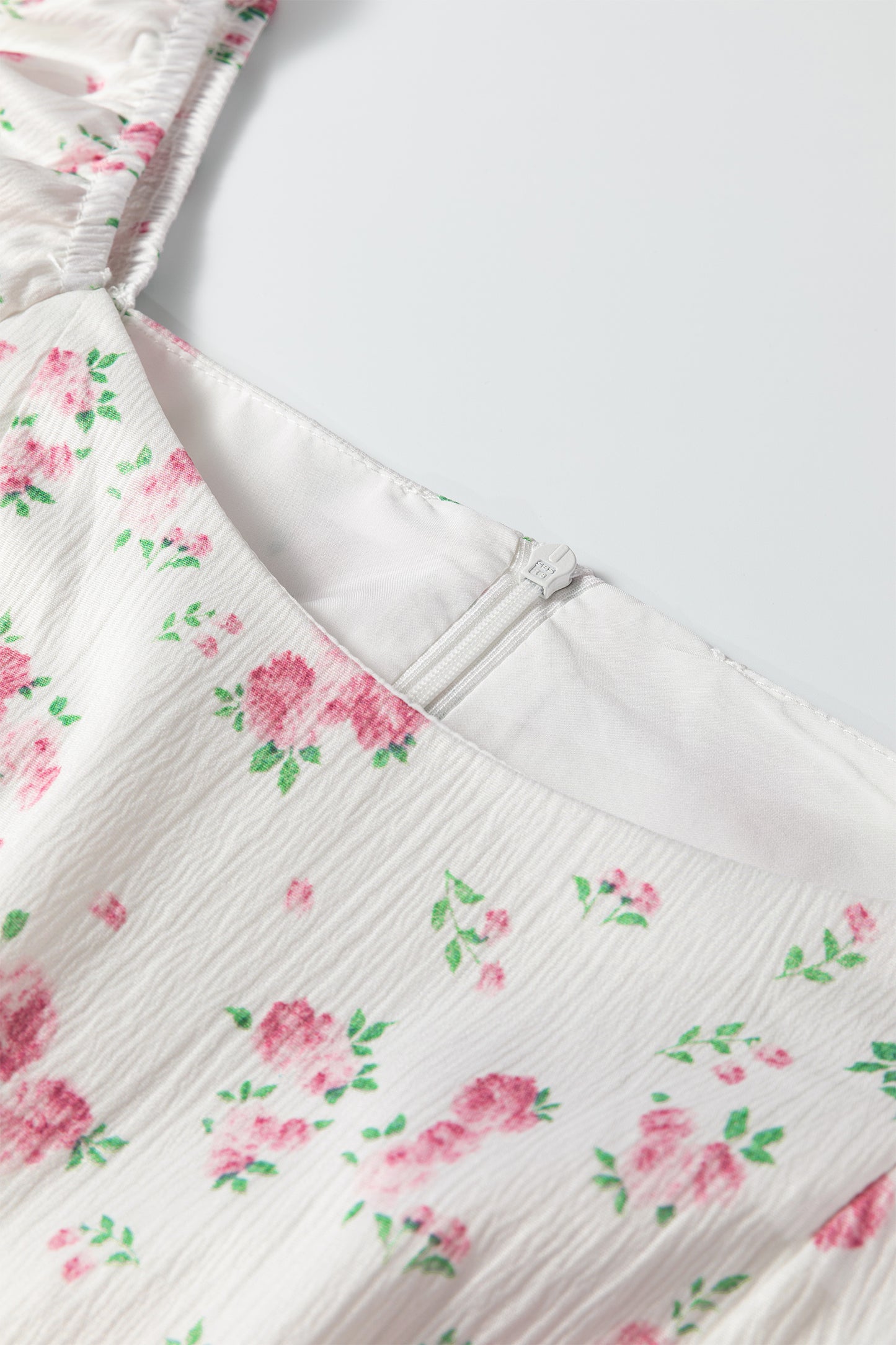Floral Long Sleeve Ruffle Detail Flared Mini Dress
