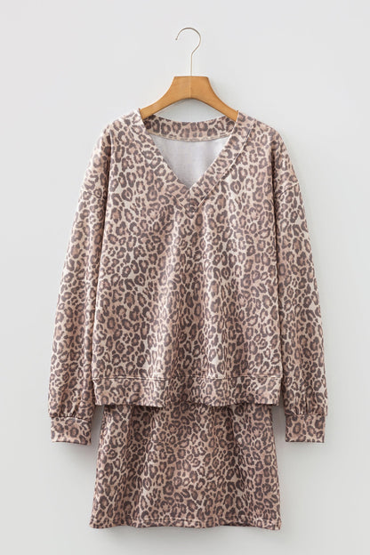 Leopard Print Pullover Mini Skirt Set Dear-Lover Dropshipping
