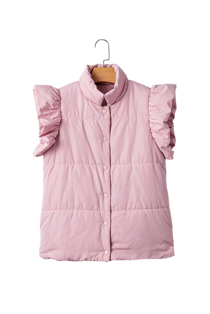 Flutter Sleeve Puffer Vest - Bubblegum Pink Dear-Lover Dropshipping
