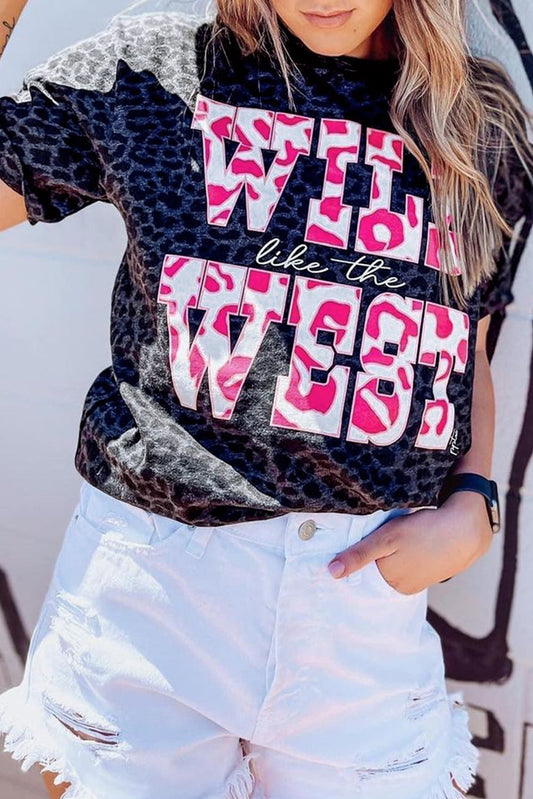 Black WILD like the WEST Leopard Tee Daisie Boutique