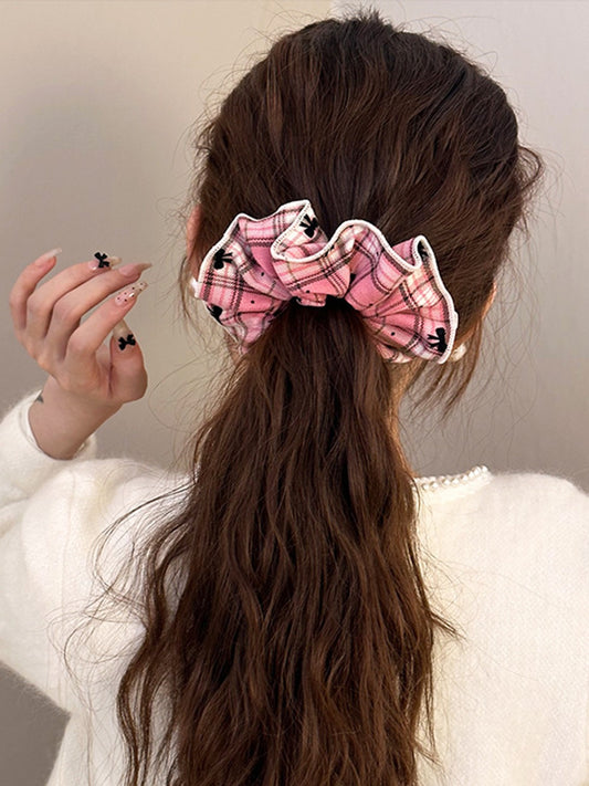 3-Piece Plaid Contrast Elastic Hair Scrunchy Trendsi