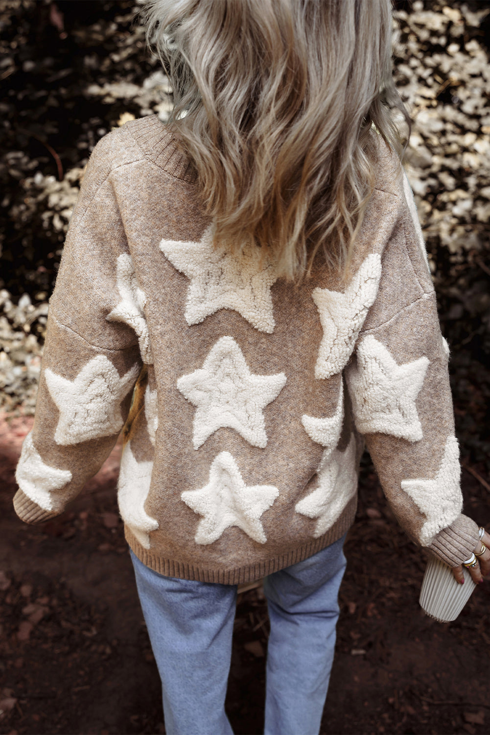 Sherpa Star Sweater with Pockets in Khaki Daisie Boutique