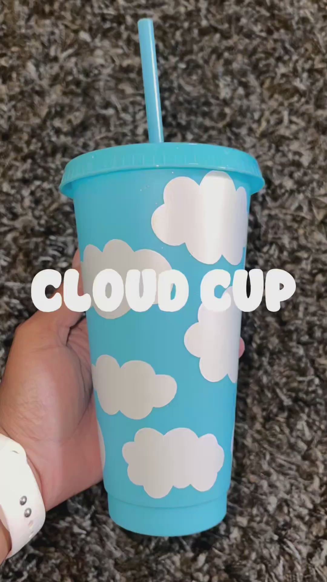Cutie Clouds Cold Cup – 24 oz Reusable Cloud Aesthetic Tumbler